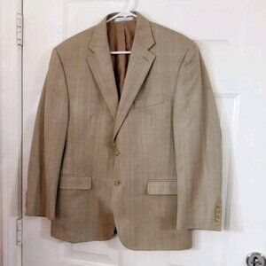 Lauren Ralph Lauren Blazer Men's 40S Beige Silk Wool Sport Coat Herringbone